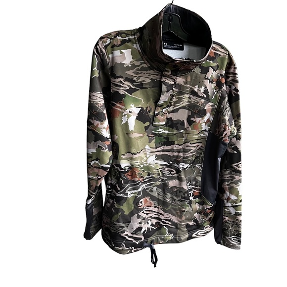 Under Armour Forest Camo Fleece Liner Sweatshirt 1/4 Zipper Size XL - Picture 2 of 13